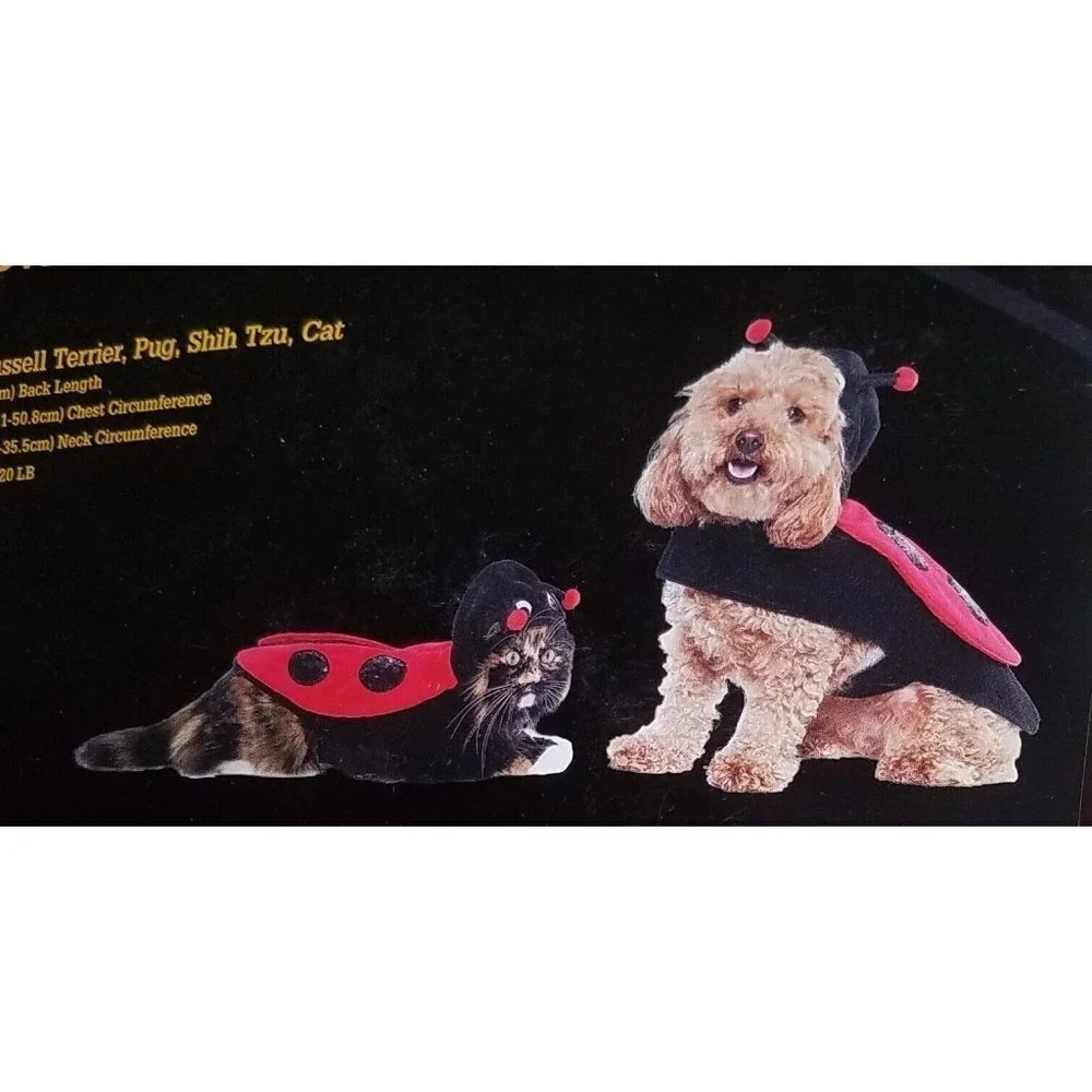 NEW Ladybug Costume 1pc Pet Size Small Dog Cat (10-20 lb) Halloween Vibrant Life
